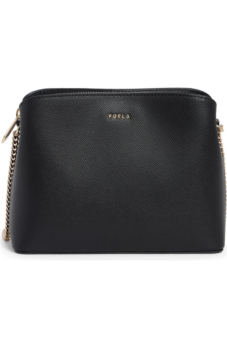 Furla Tessa Mini Leather Crossbody Bag, Main, color, Nero