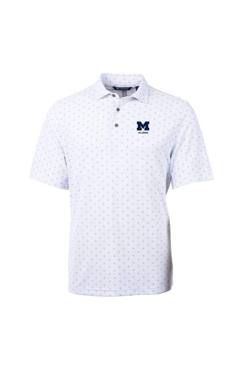 Cutter & Buck Men's Cutter & Buck  White Michigan Wolverines Alumni Logo Virtue Eco Pique Tile Print Recycled Polo, Alternate, color, 