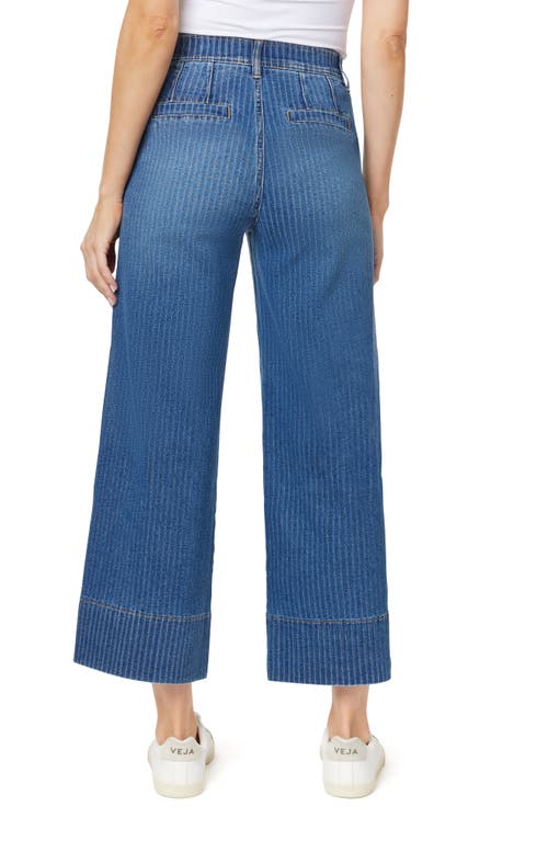 Curve Appeal Bowery Stripe Cropped Wide Leg Jeans In Luna
