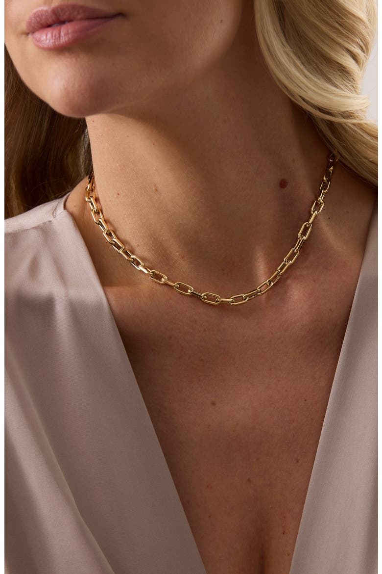 18k Gold Rectangular Link Chain Necklace, Alternate, color, YELLOW