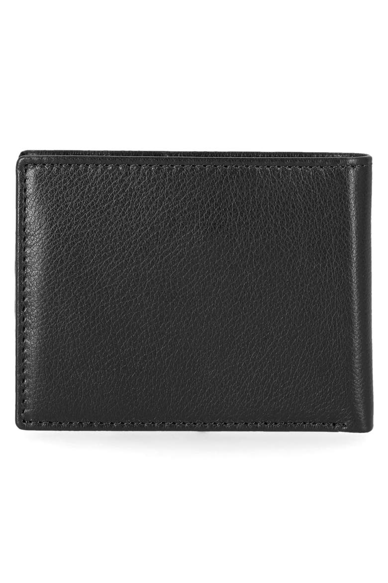 Textured Leather Bifold Passcase Wallet, Alternate, color, BLACK