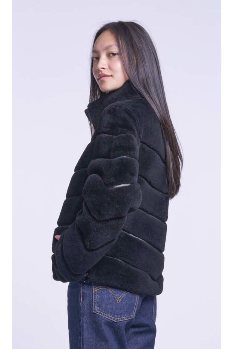Diagonal Shearling Jacket, Alternate, color, BLACK