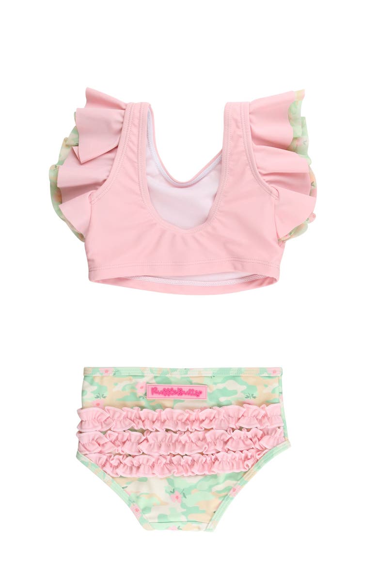 RuffleButts Girls UPF50+ Butterfly Tankini, Alternate, color, Sage Blossom Camo