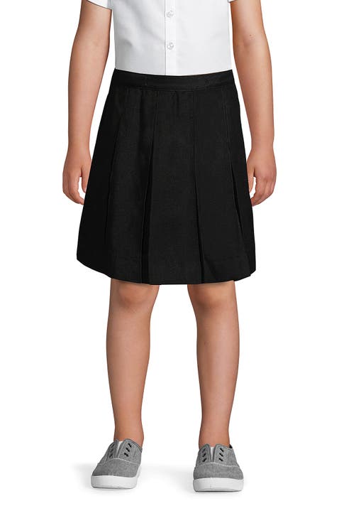 School Uniform Girls Solid Box Pleat Skirt Top of Knee