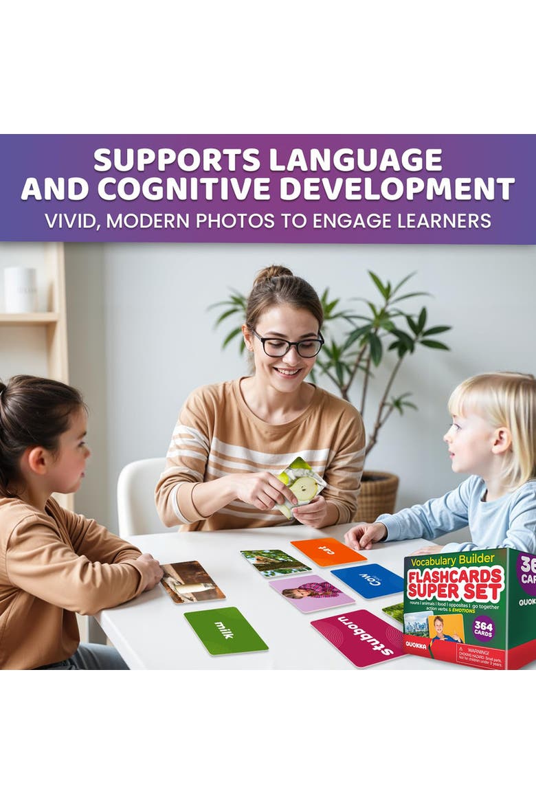 Kids Flash Cards High Contrast & Vocabulary, Alternate, color, Super Set