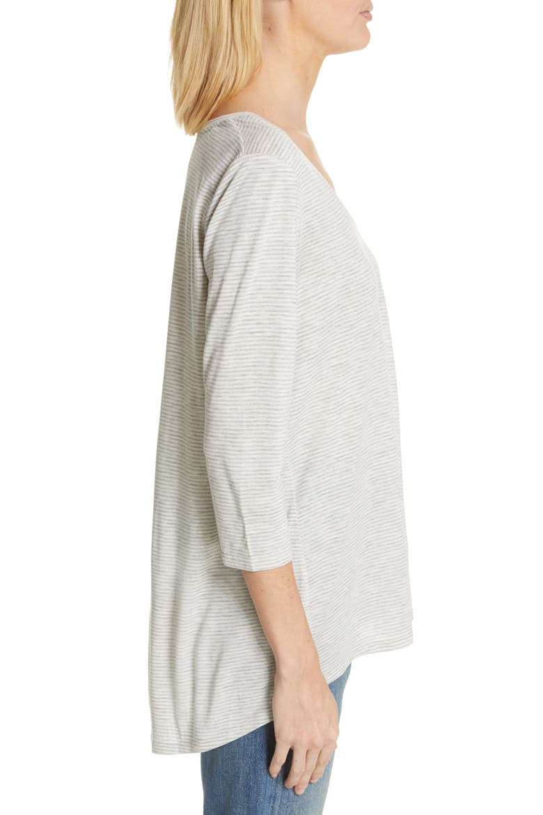 Mini Stripe Tee, Alternate, color, WHITE- GREY MINI STRIPE