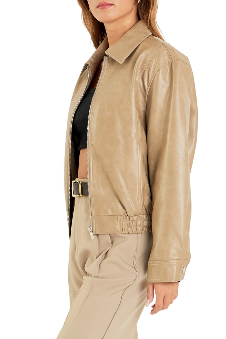 Crop Faux Leather Jacket, Alternate, color, CAMEL