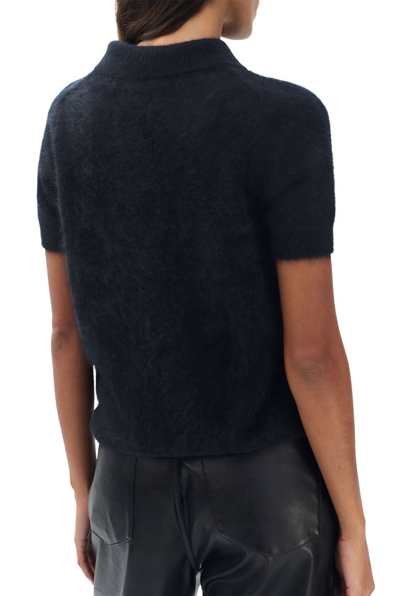 Jada Brushed Cashmere Polo Sweater, Alternate, color, BLACK