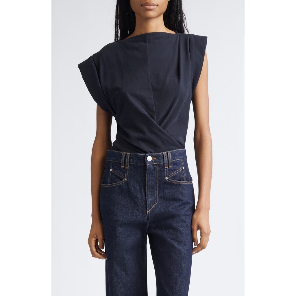 Isabel Marant Maisan Draped Asymmetric Cotton T-shirt In Blue