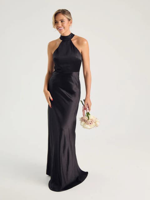 Halter Neck Satin Bridesmaid Dress