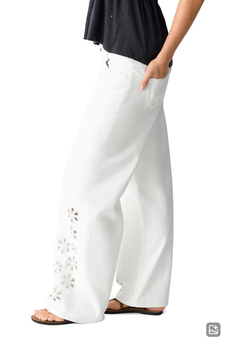 Eyelet Hem Wide Leg Jeans, Alternate, color, OFF WHITE