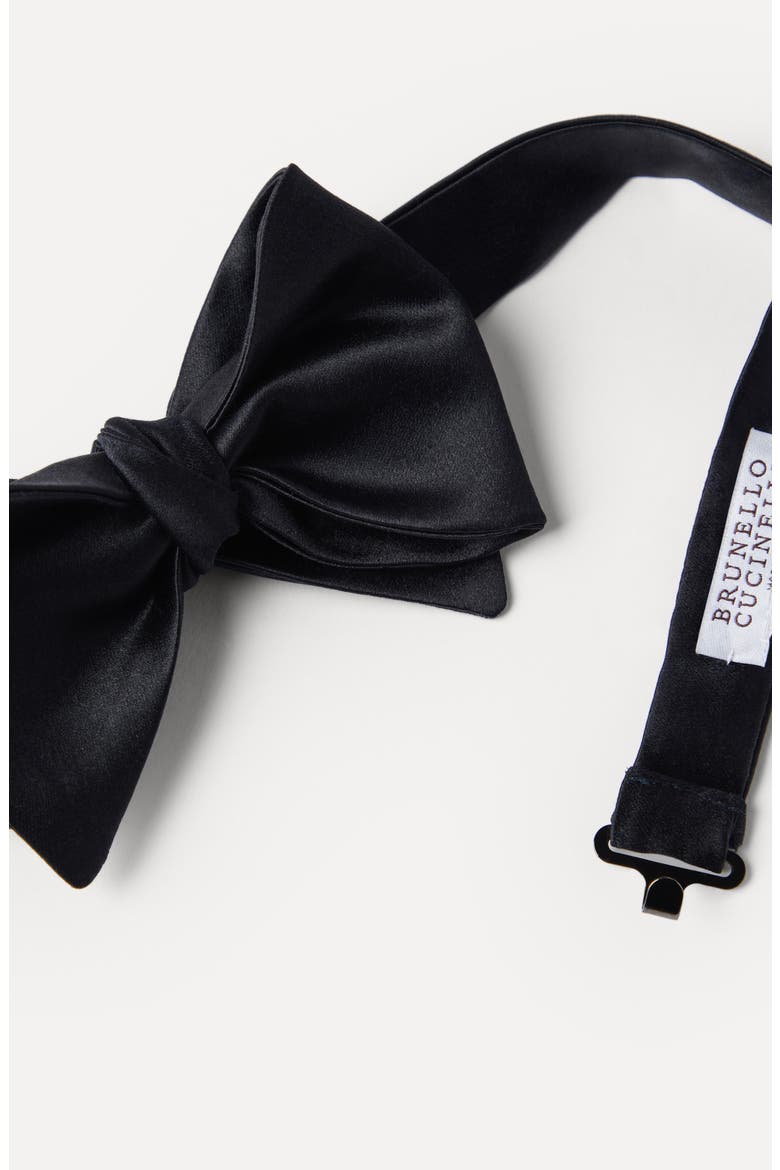 Cotton and silk satin bow tie, Alternate, color, Night