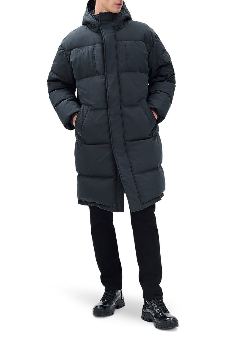 Victor Down & Feather Fill Cotton Blend Coat, Alternate, color, BLACK