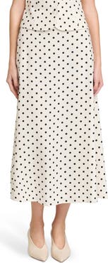 WAYF Blaire Dot Linen Blend Midi Skirt