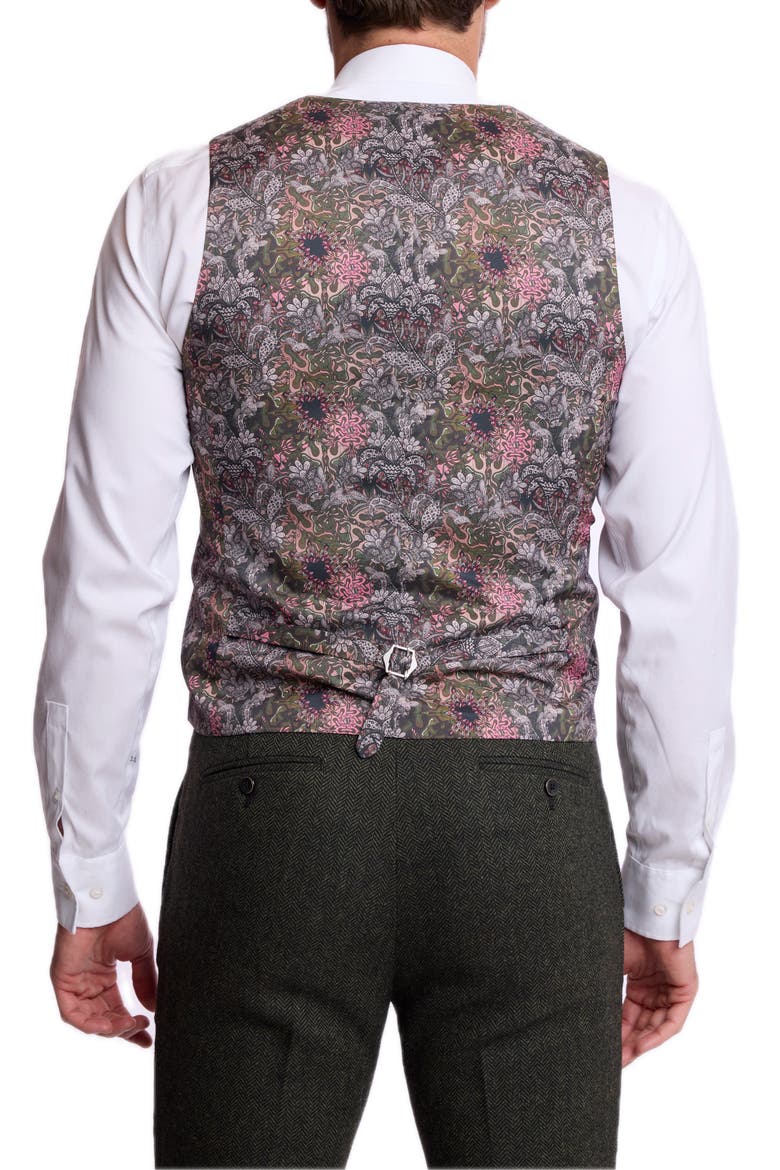 Eaton Slim Fit Wool Blend Vest, Alternate, color, GREEN BLACK HERRINGBONE