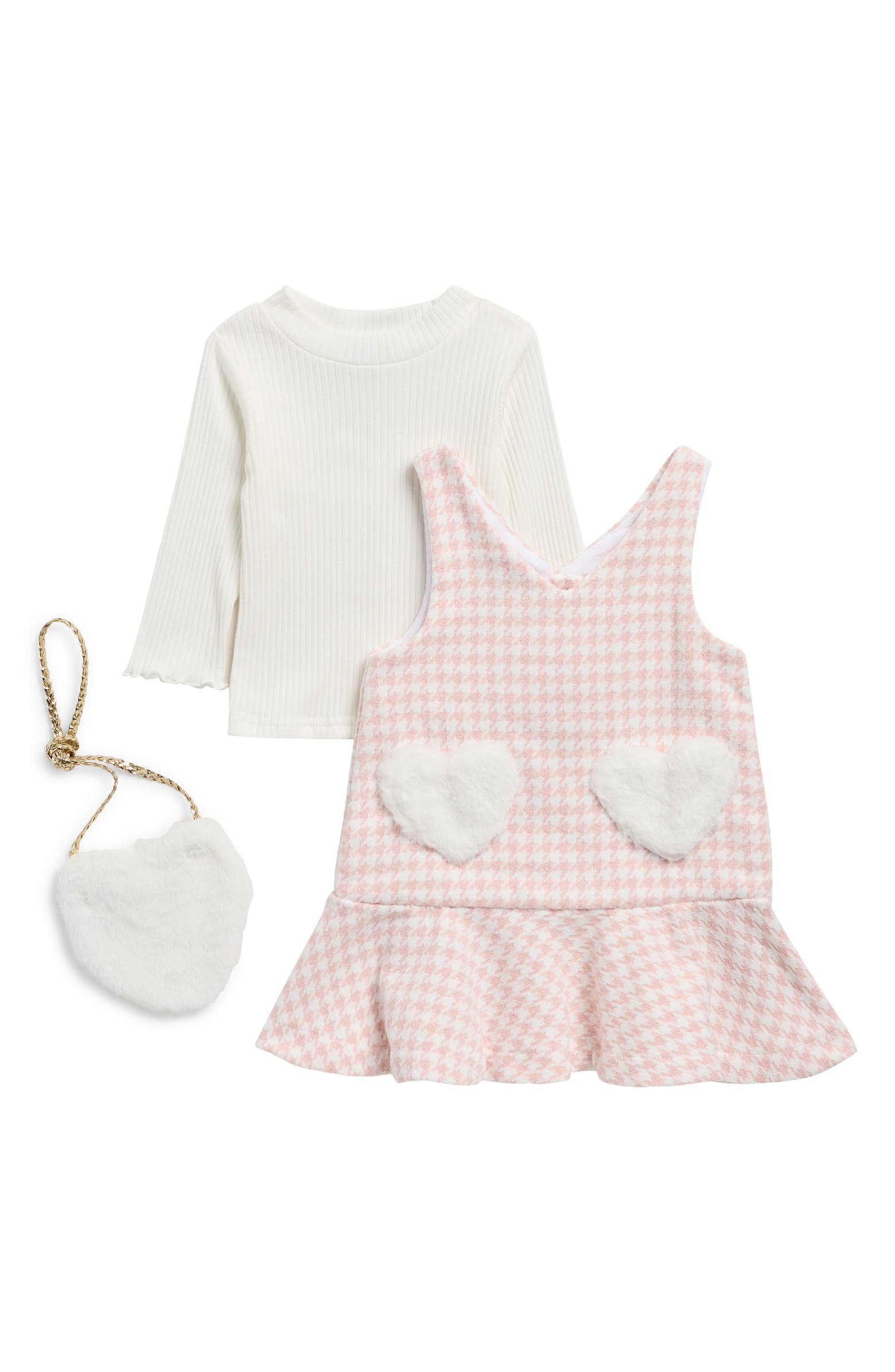BLUEBERI boulevard Kids' Houndstooth Knit Jumper, Ribbed Top & Handbag ...