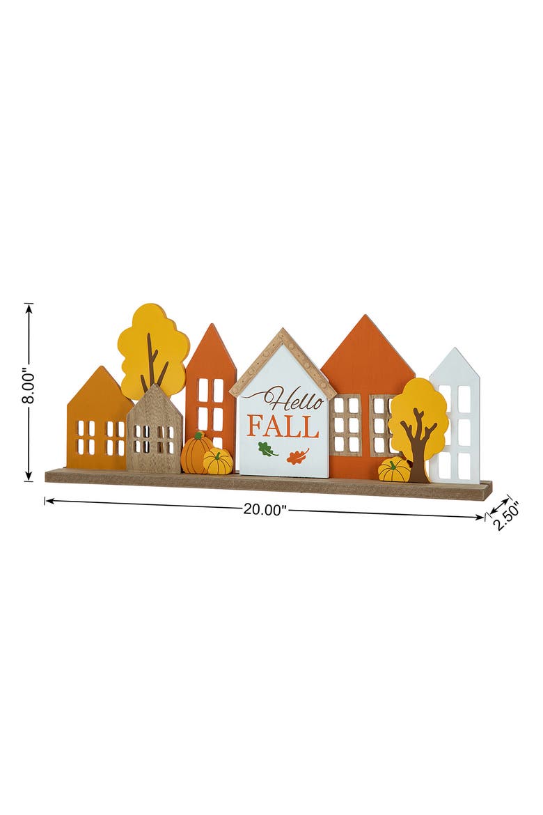 Fall Wooden House Table Decor, Alternate, color, Orange