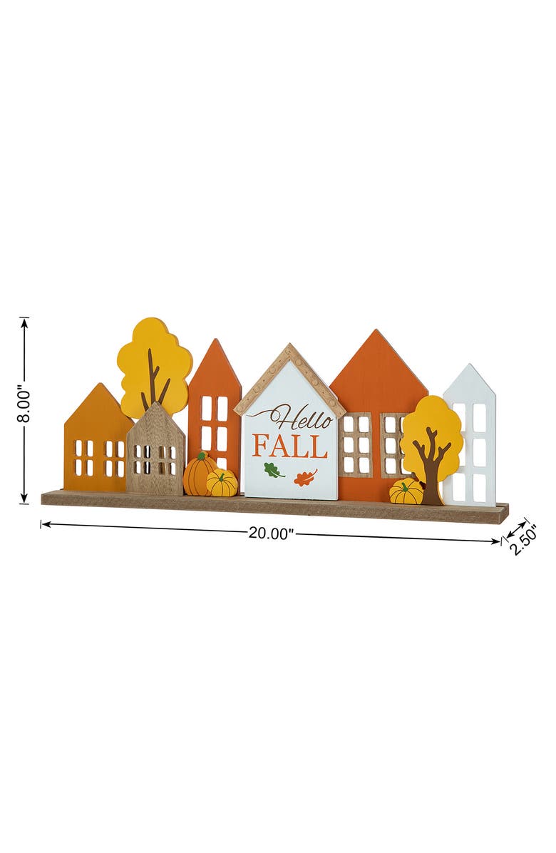 Glitzhome Fall Wooden House Table Decor, Alternate, color, Orange