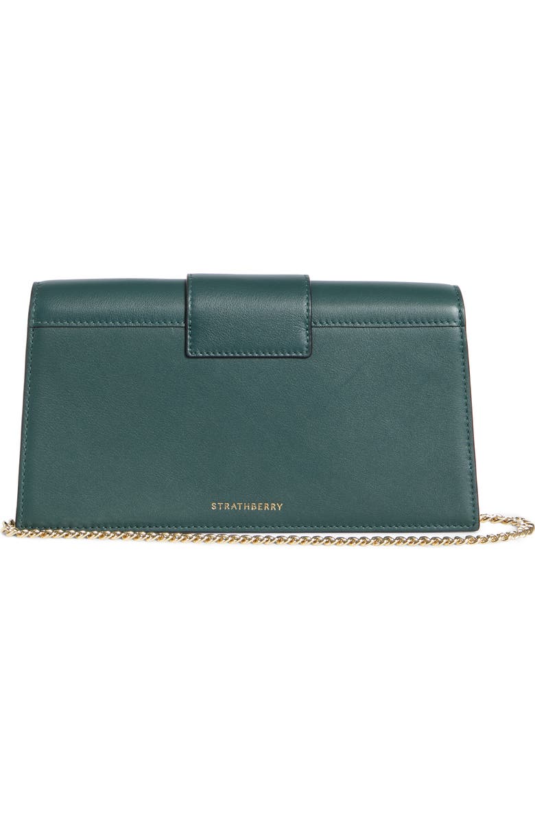 Strathberry Mini Crescent Leather Clutch, Alternate, color, Bottle Green