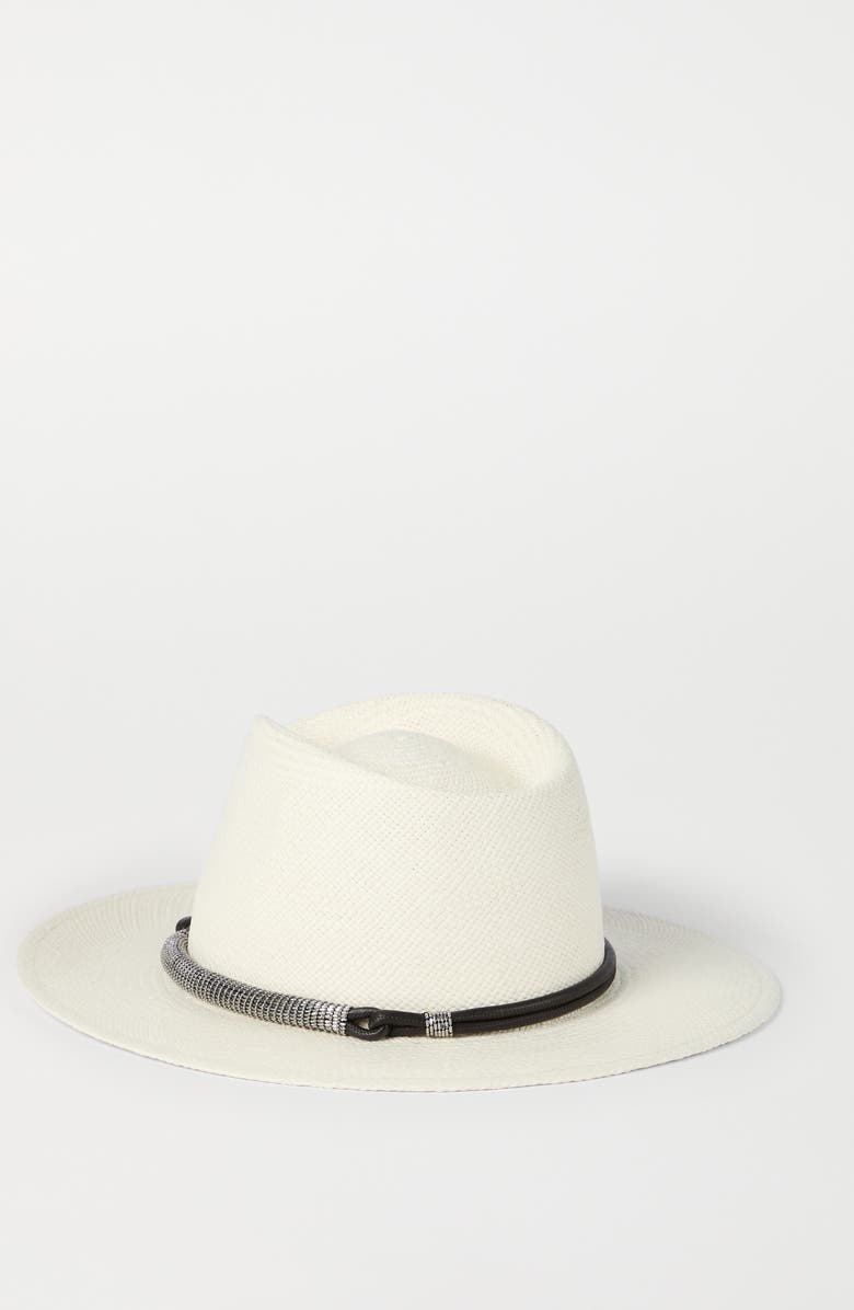 Brunello Cucinelli Straw fedora, Alternate, color, White
