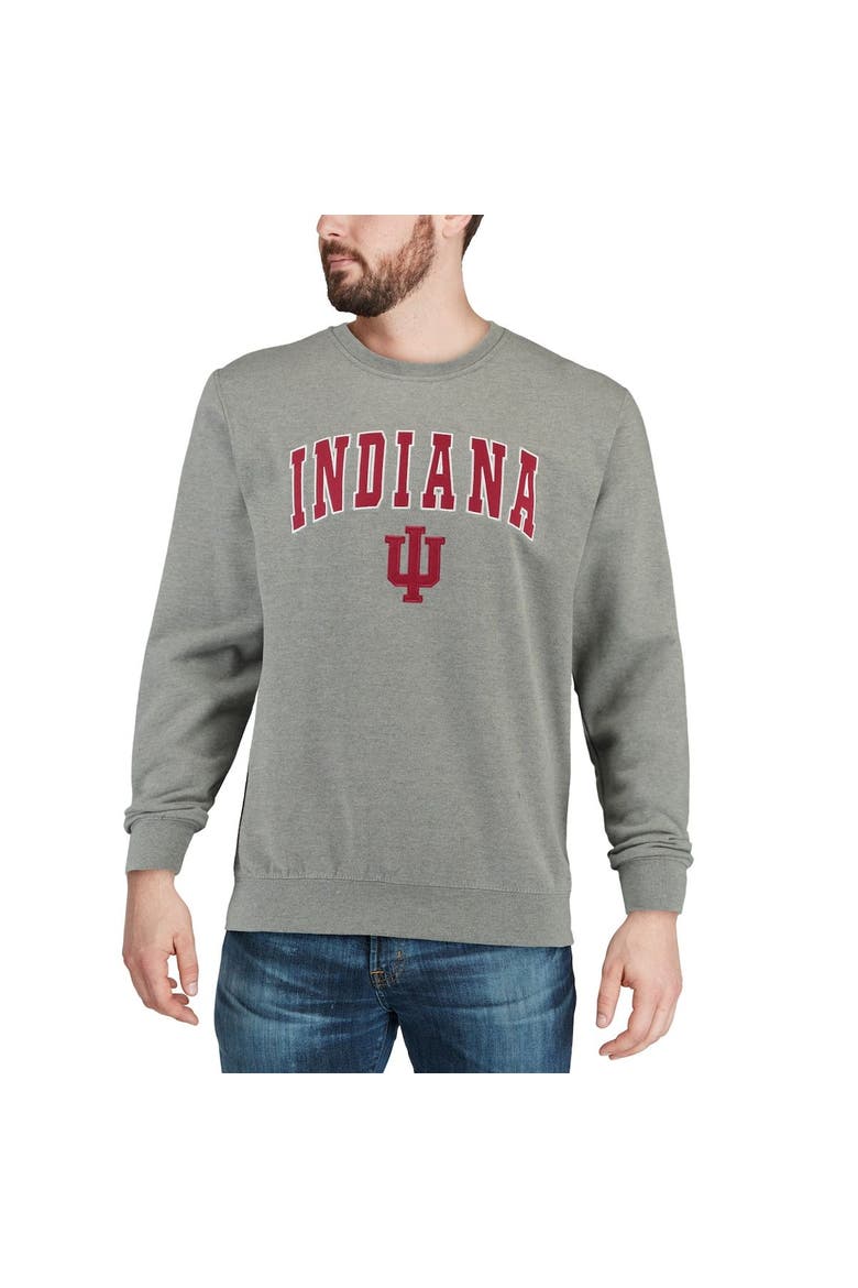 Men's Colosseum Heather Gray Indiana Hoosiers Arch & Logo Crew Neck Sweatshirt, Alternate, color, Heather Gray