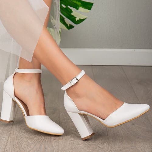 Forever & Always Shoes Gisele High Block Heels In White