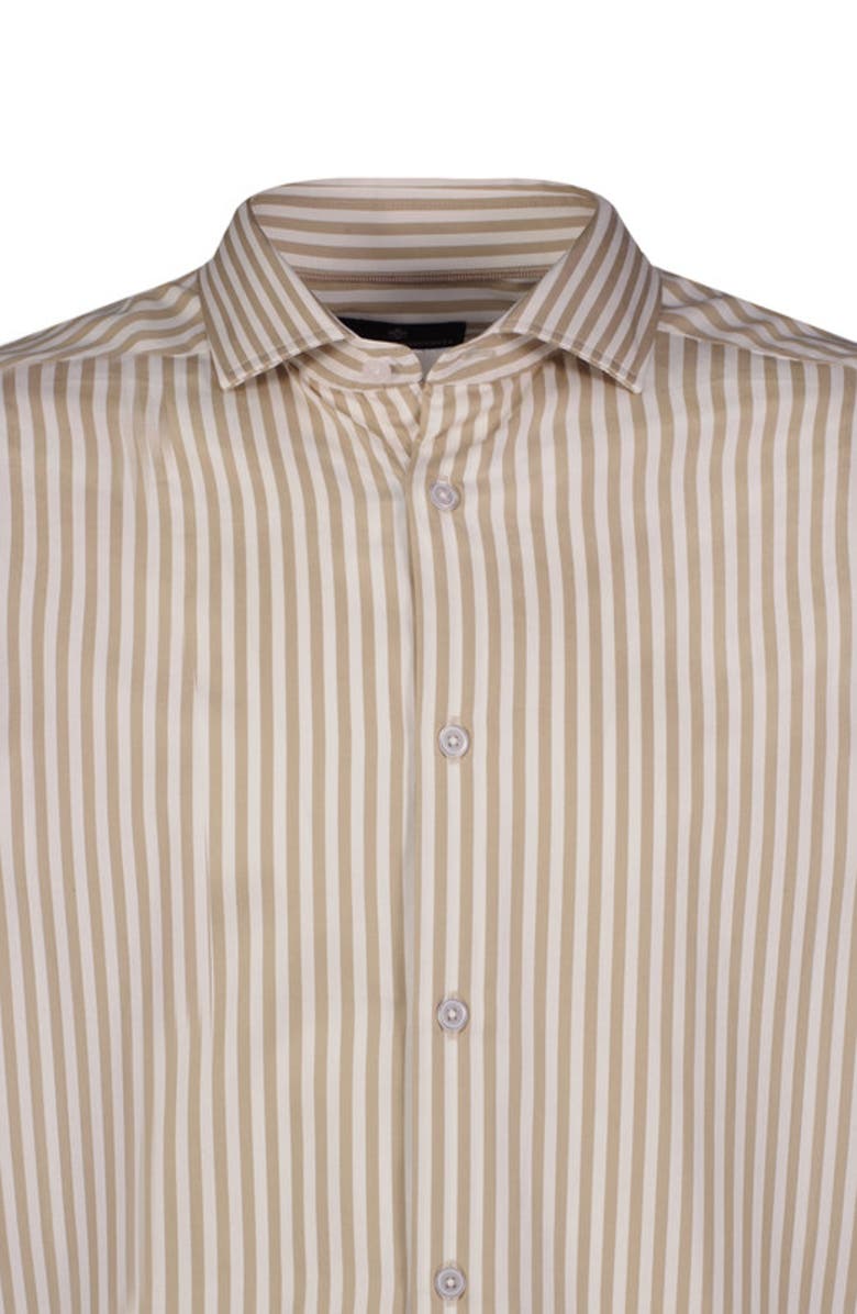 Luchiano Visconti Awning Stripe Long Sleeve Shirt, Alternate, color, Taupe