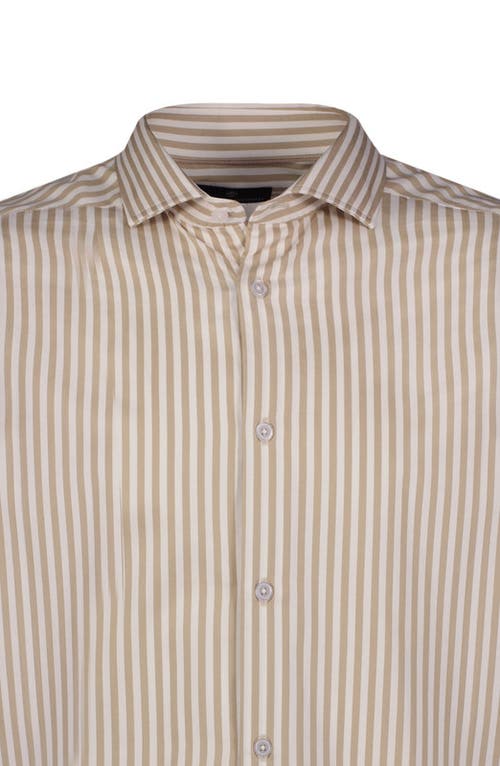 Luchiano Visconti Awning Stripe Long Sleeve  Shirt In White