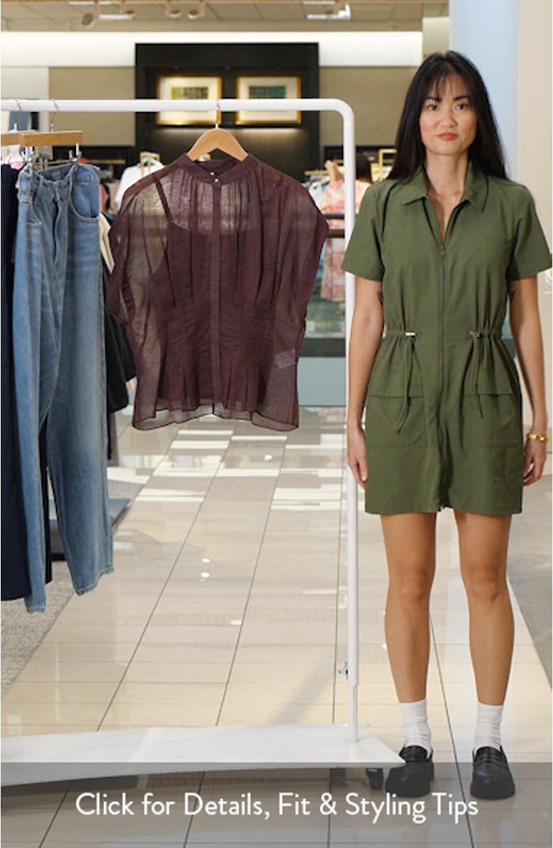Badavina Pleat Waist Sheer Button-Up Shirt, sales video thumbnail
