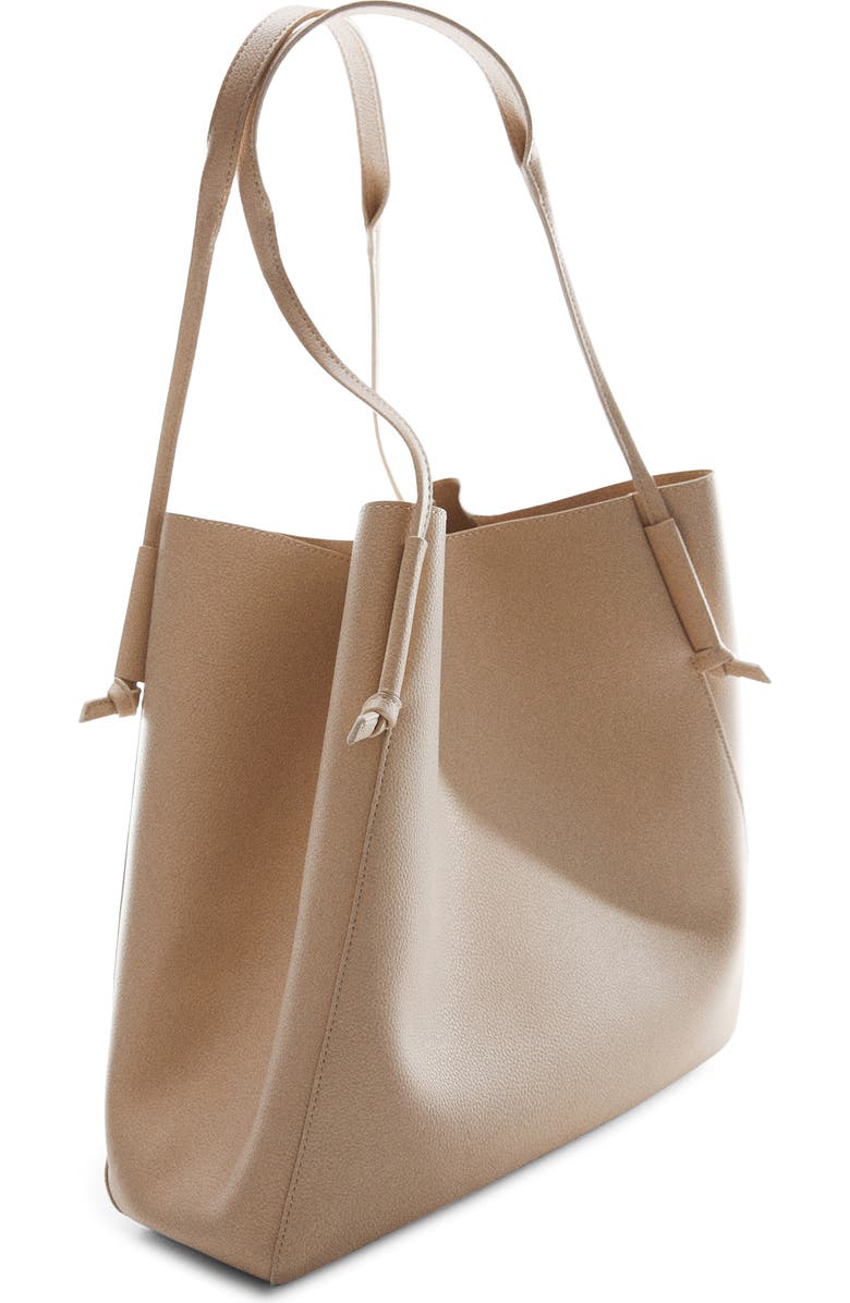 MANGO Knot Handle Faux Leather Shopper Bag, Alternate, color,