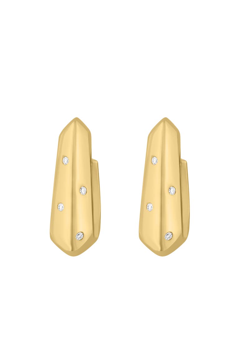 Golden Orbit Bezel-Set Diamond Hoop Earrings in 14K Yellow Gold, Main, color, 14K Gold