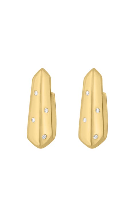 Golden Orbit Bezel-Set Diamond Hoop Earrings in 14K Yellow Gold