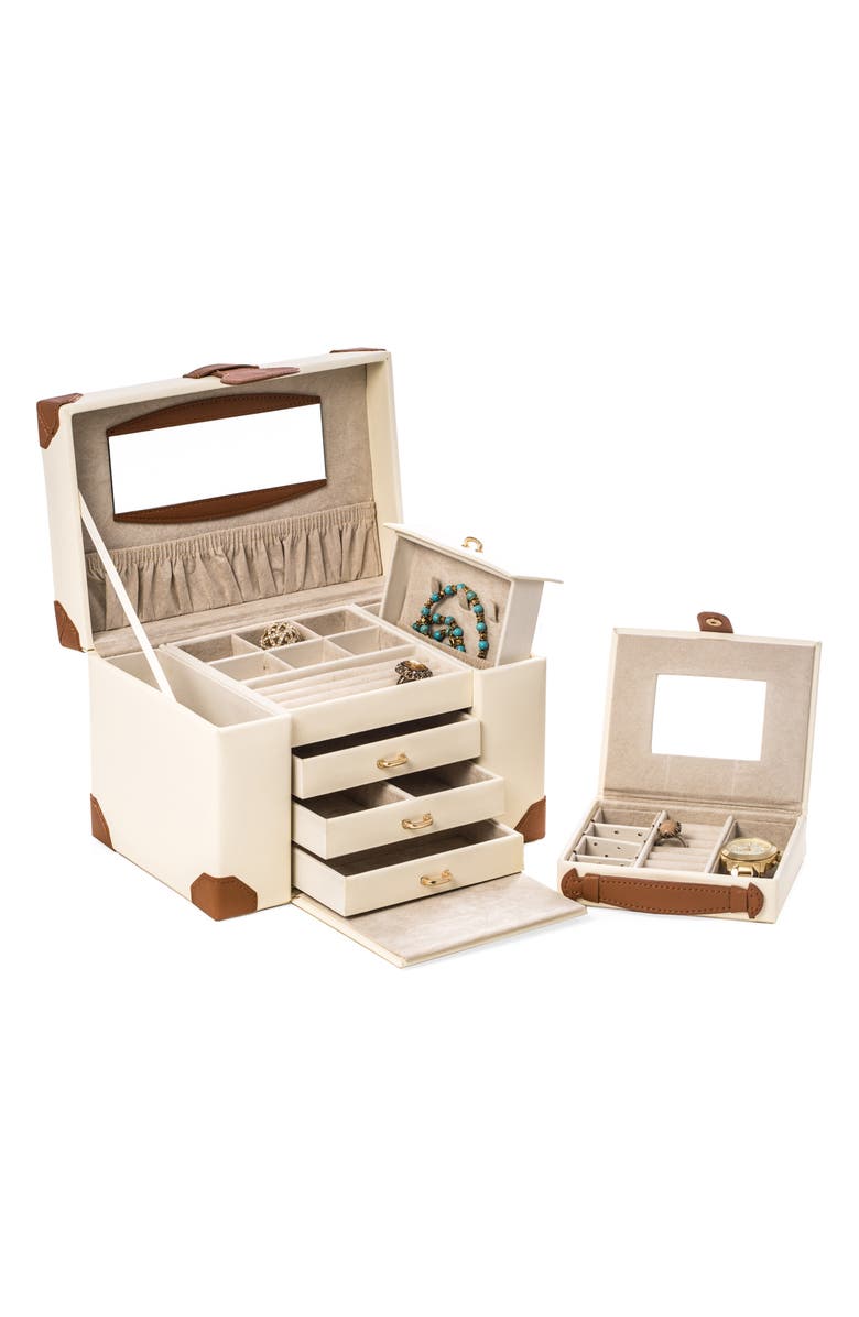 Bey-Berk Leather Jewelry Box, Alternate, color, Ivory