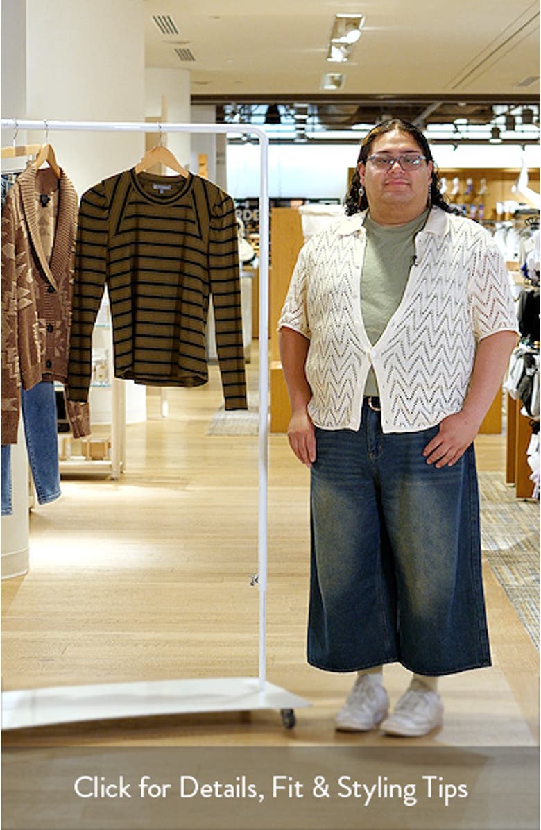 Stripe Puff Shoulder Knit Top, sales video thumbnail