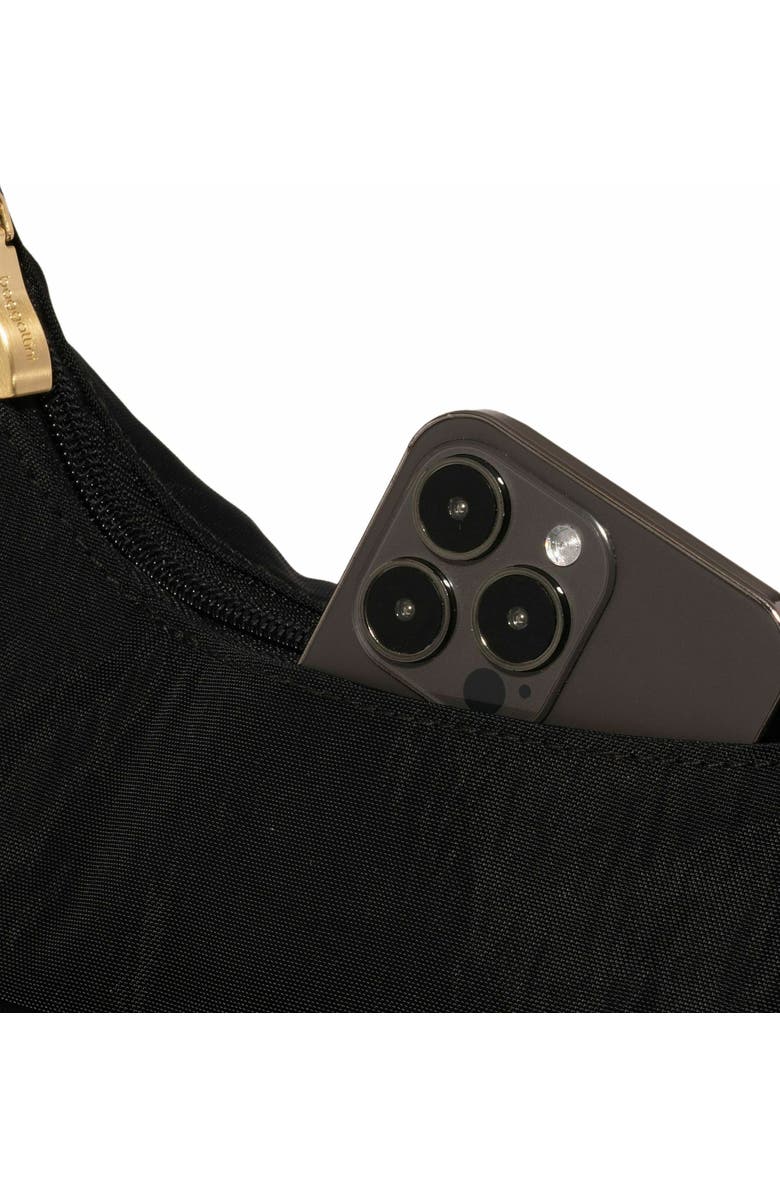 BAGGALLINI Coastal Flip Lock Half Moon Bag, Alternate, color, Black With Gold Hardware