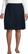 Lands' End Plus Size Solid Top of Knee Box Pleat Skirt