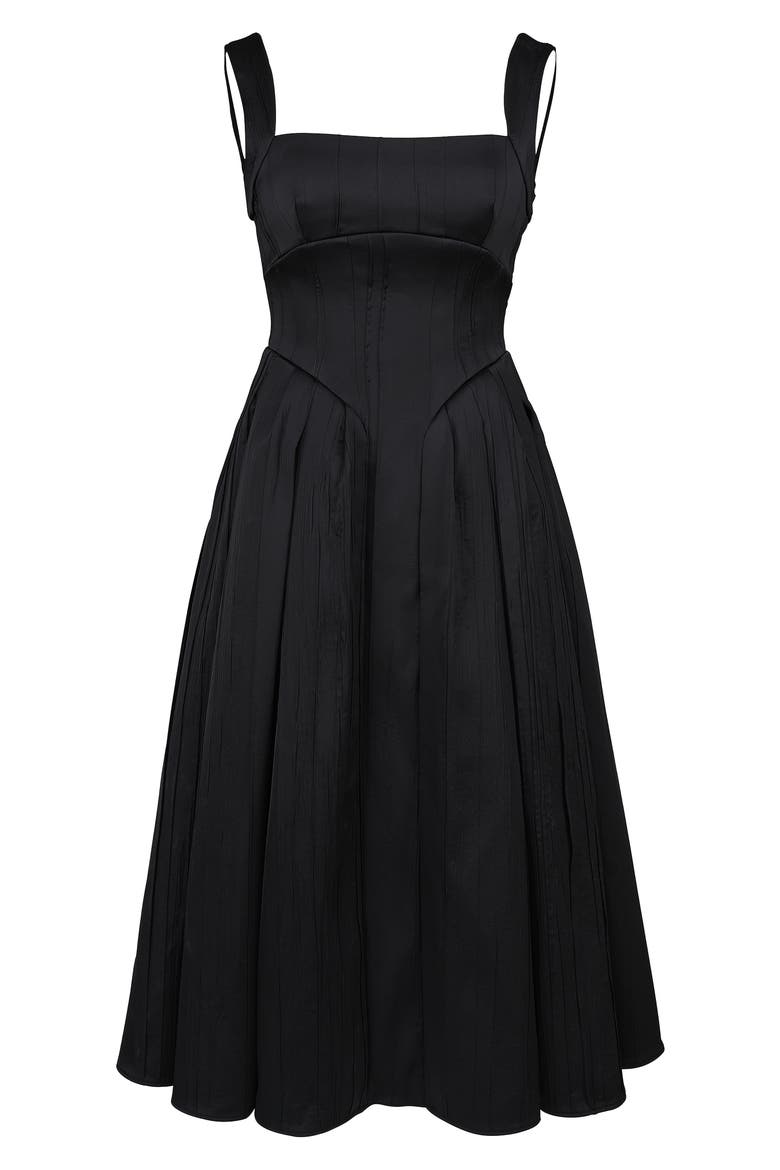 Isabeau Voluminous Fit & Flare Midi Dress, Alternate, color, BLACK