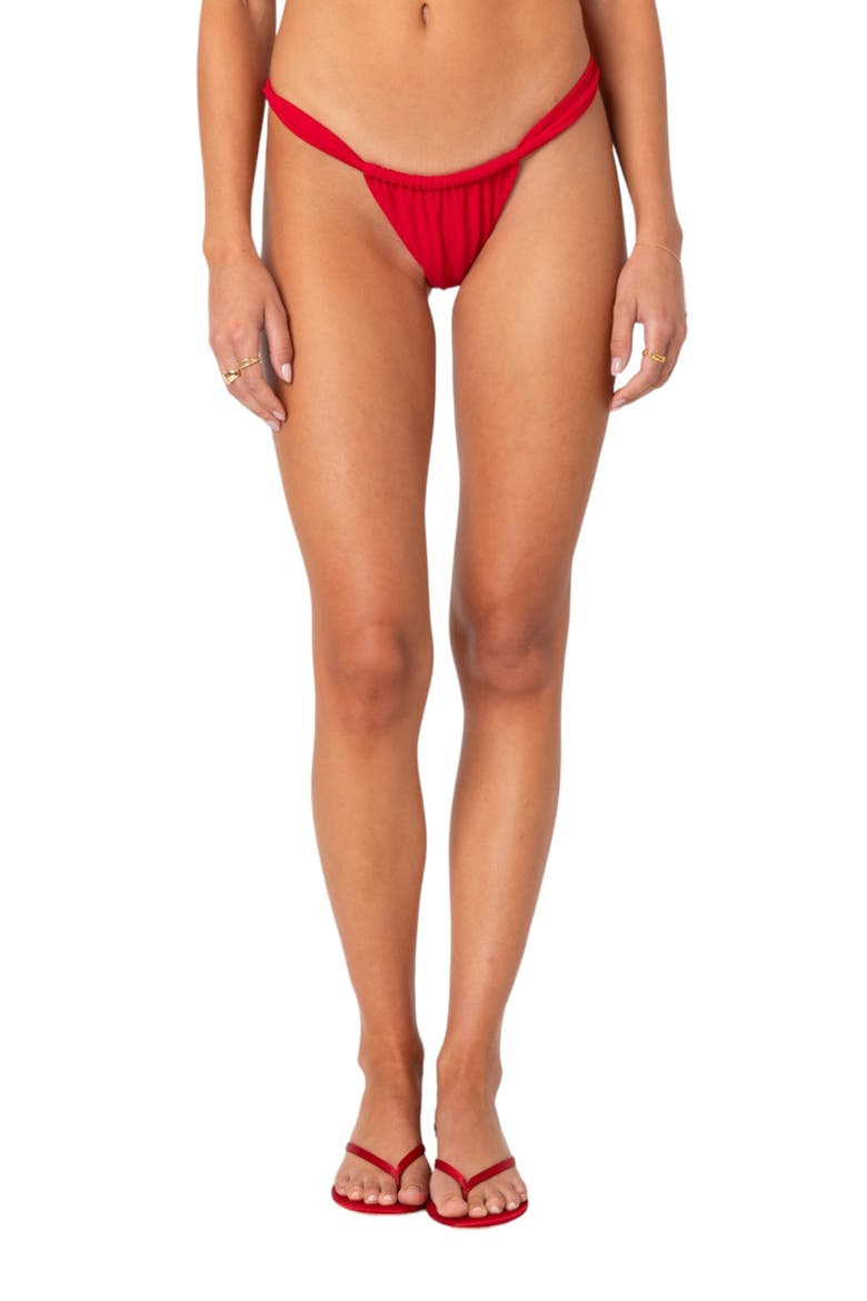 Soraya Ruched Bikini Bottoms, Main, color, RED