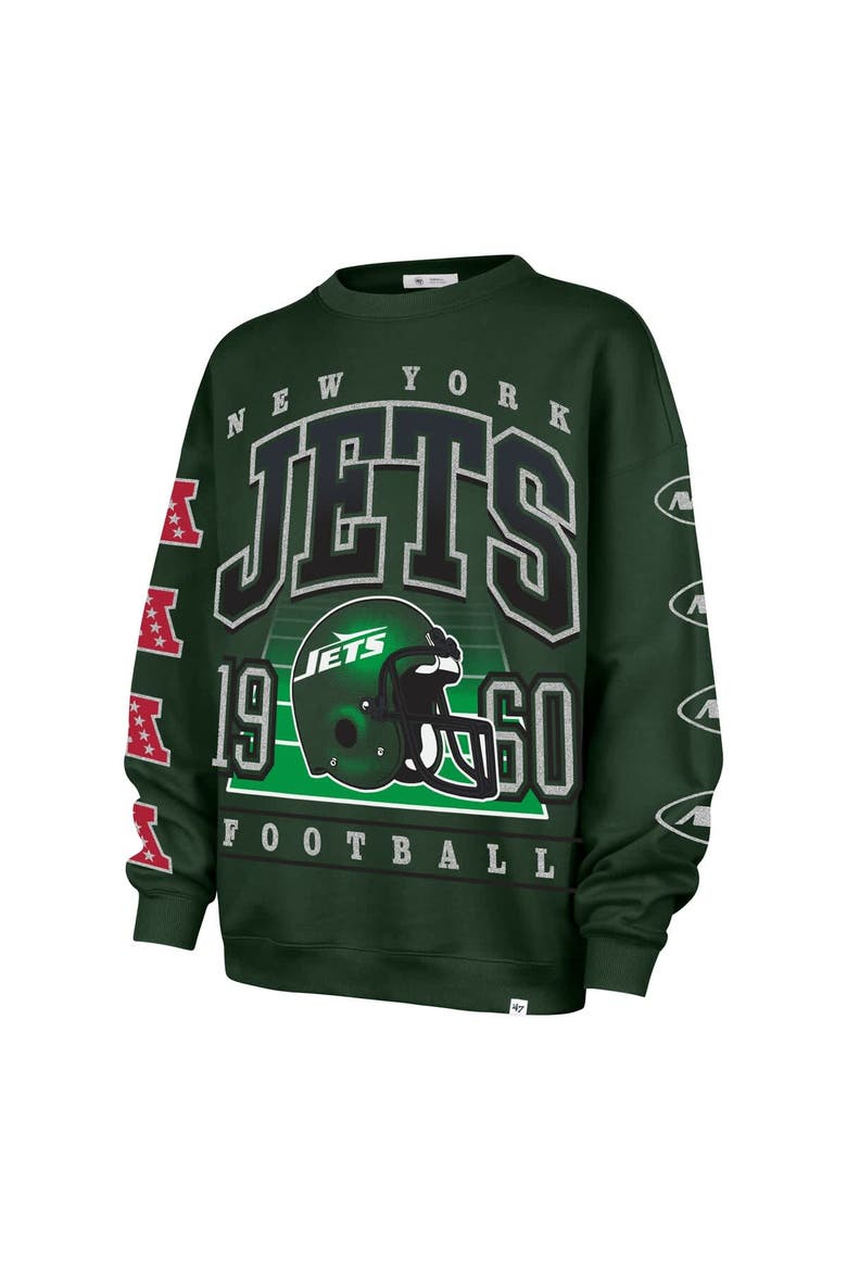 Women's '47  Green New York Jets Go Big Oversized Pullover Sweatshirt, Alternate, color, Green