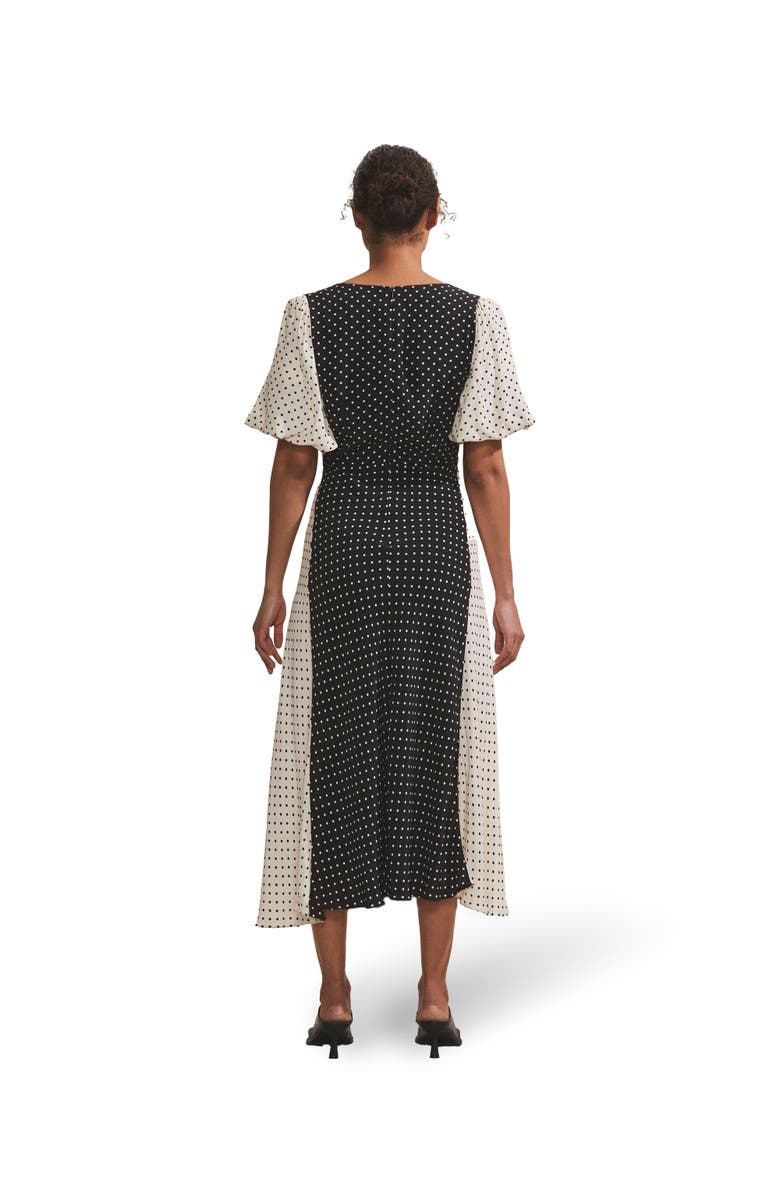 Ro&Zo Mono Contrast Spot Midi Dress, Alternate, color, Mono