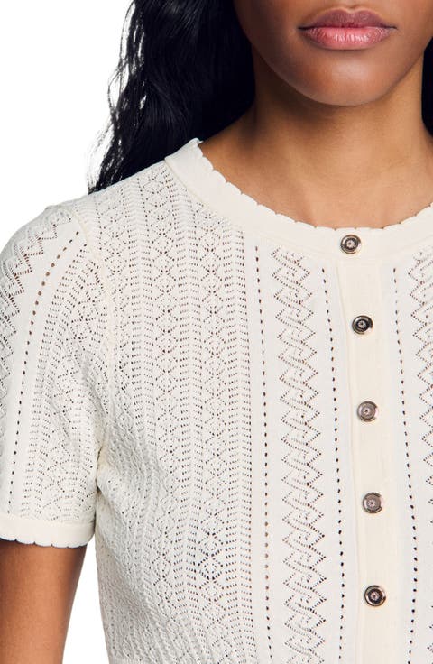 Pointelle knit cardigan