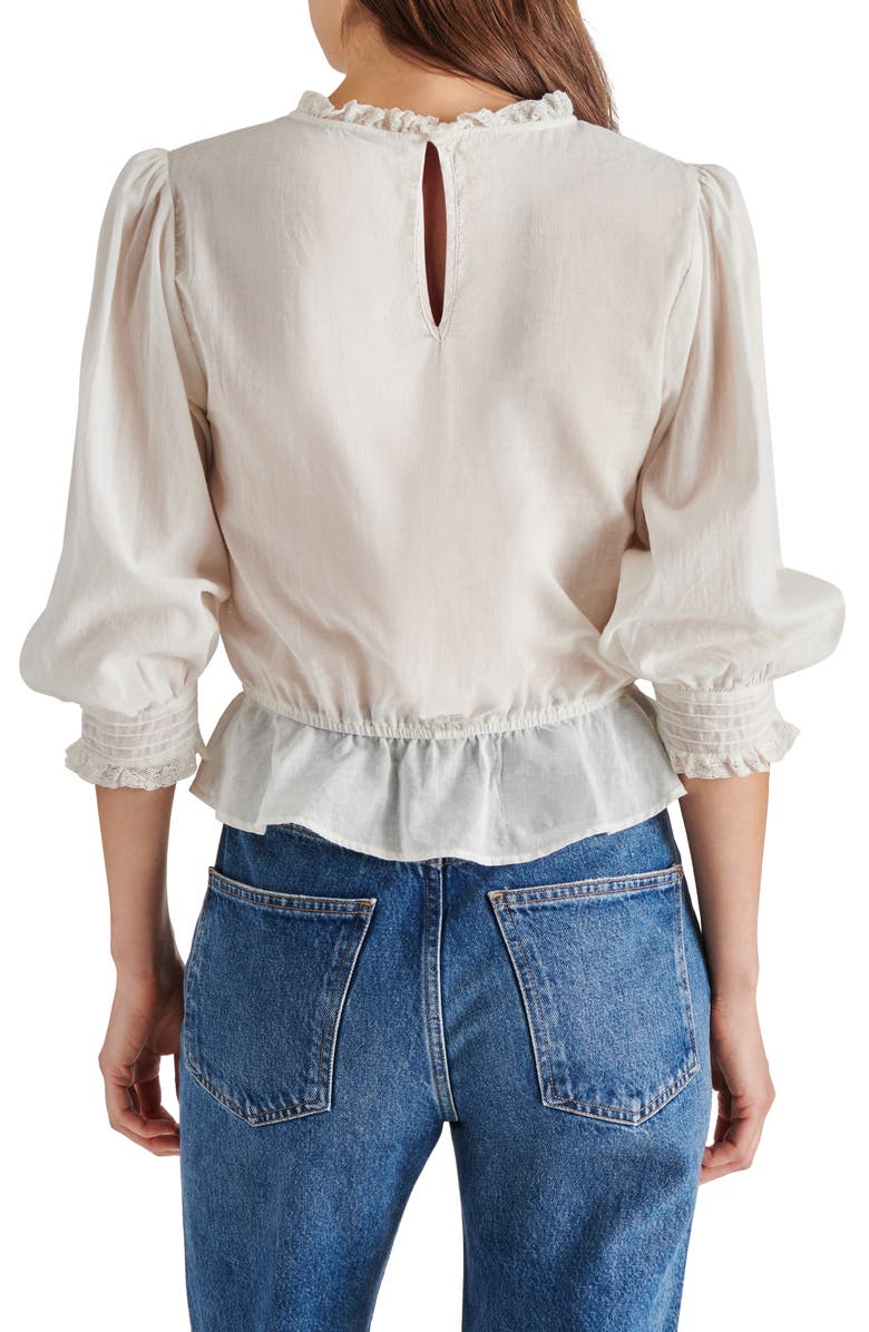 Steve Madden Geneva Lace Trim Cotton Top, Alternate, color, 