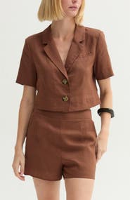 CRESCENT Cropped Linen Blend Blazer