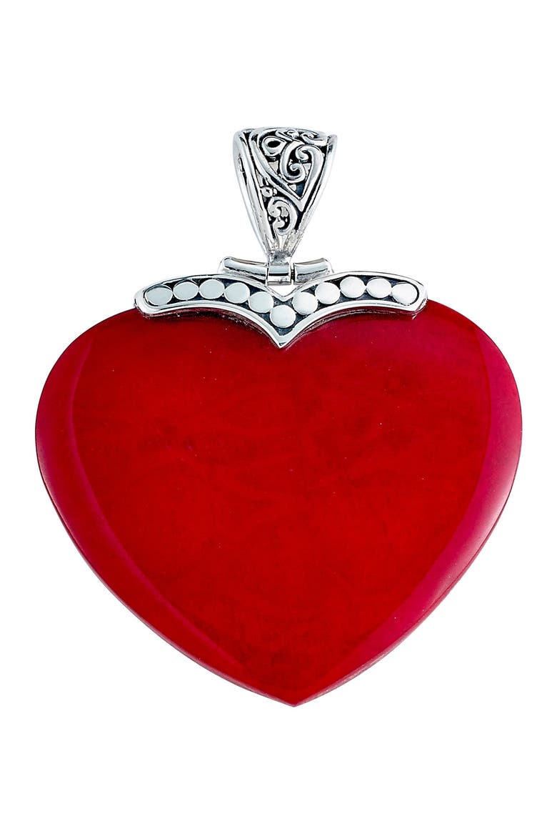 Sterling Silver Coral Heart Pendant, Main, color, RED