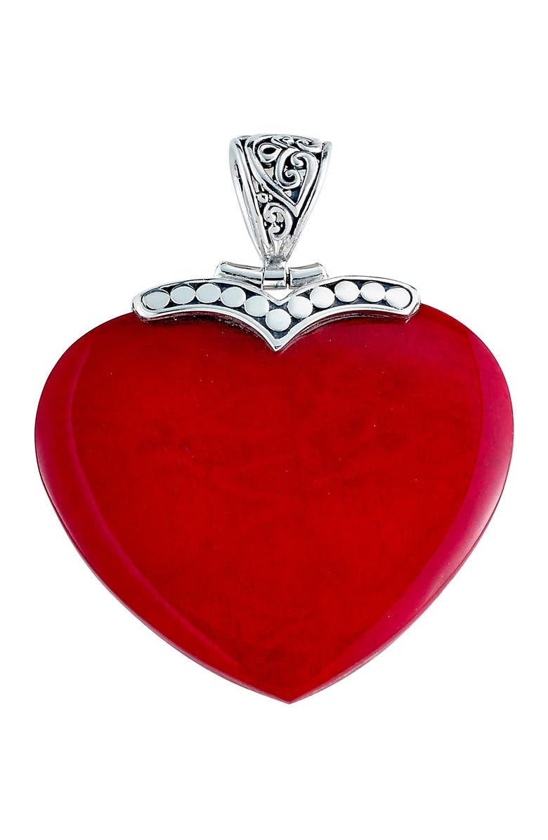 SAMUEL B. Sterling Silver Coral Heart Pendant, Main, color, 
