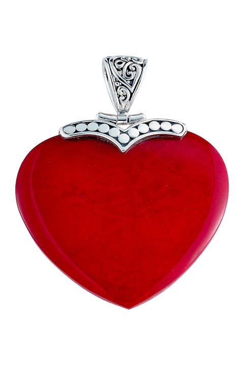 Sterling Silver Coral Heart Pendant