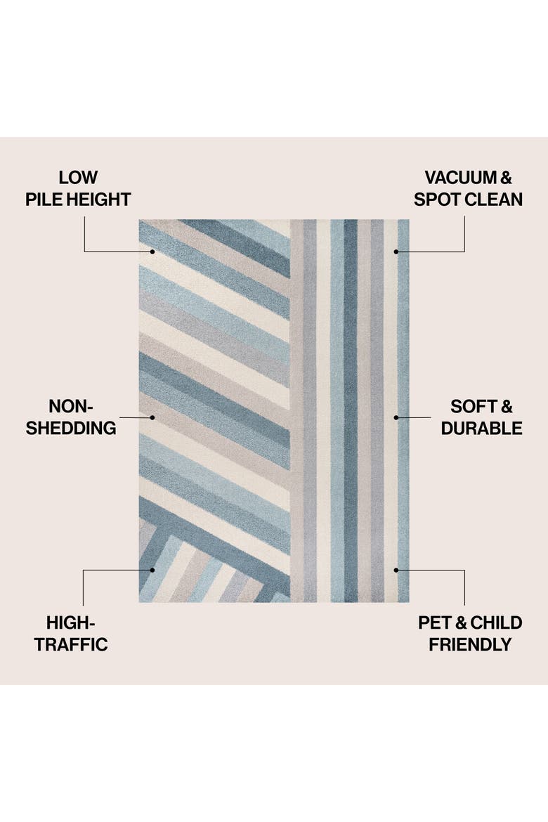Retro Rainbow Contemporary Stripe Area Rug, Alternate, color, Blue/Cream/Gray