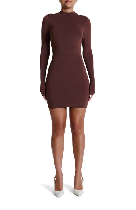 Long Sleeve Mock Neck Minidress