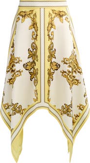 Alice + Olivia Davina Print Handkerchief Hem Skirt