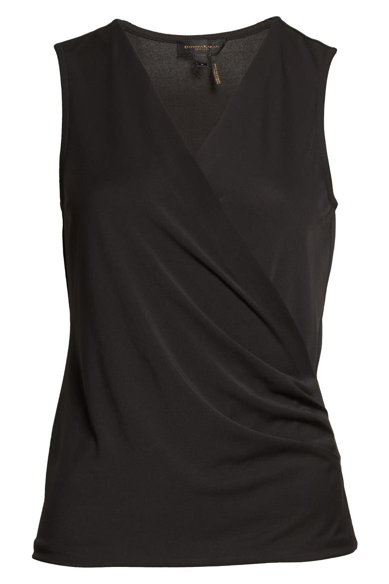 Crepe Sleeveless Wrap Top, Alternate, color, BLACK